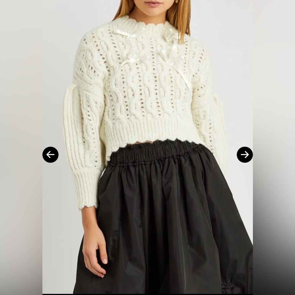 Simone Rocha Bow-Embellished Alpaca-Blend Jumper in cream LARGE